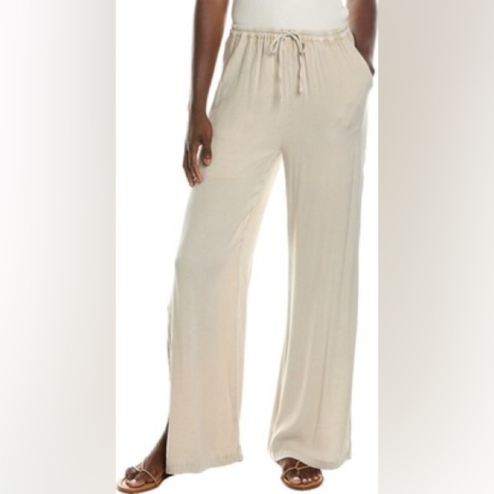Chaser Khaki Pants Wide Leg Spilt Hem/Leg Detail Sand Blasted Tan Small NWT